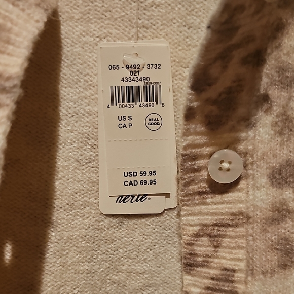 Aerie Cream Leopard Print Cardigan - Picture 2 of 6